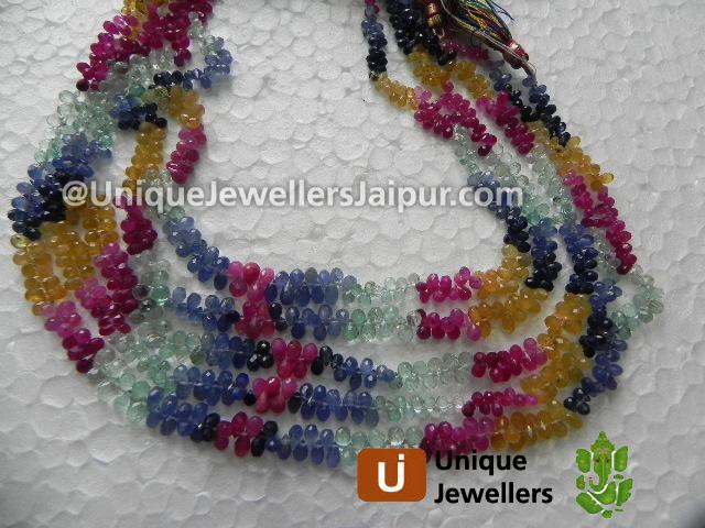 Multi Precious Faceted Drop Beads